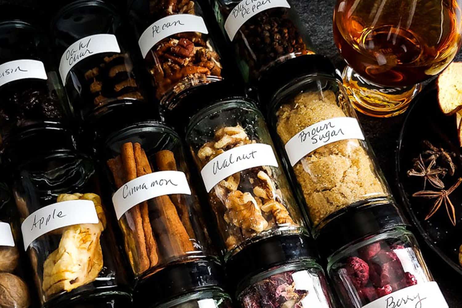 various sensory jars on a table