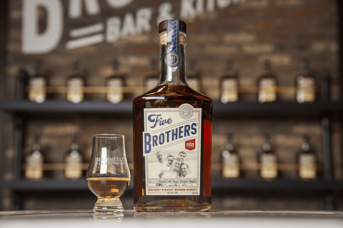 bottle of Five Brother Bourbon