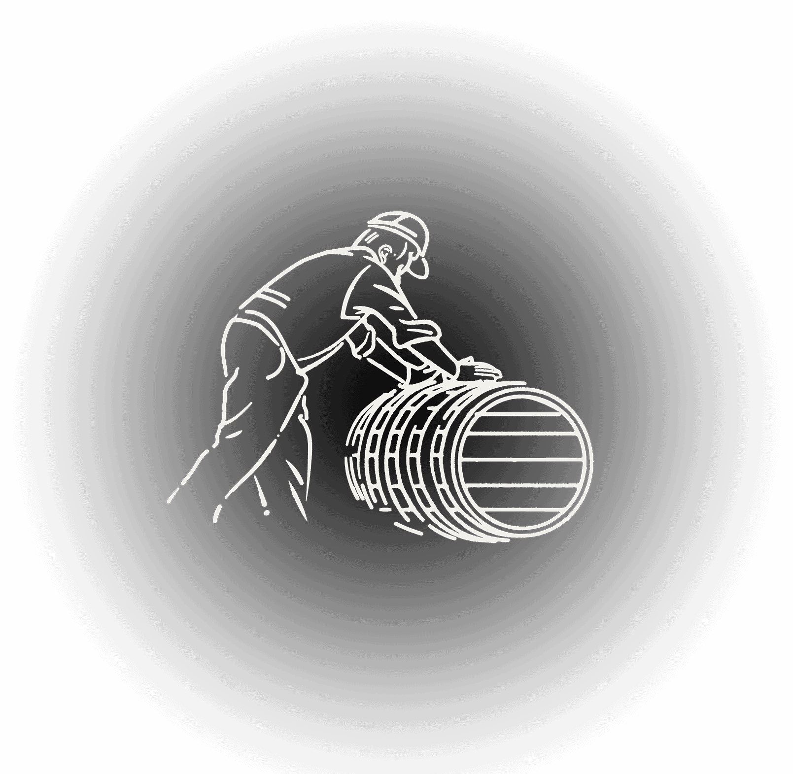 illustration of a man rolling a barrel